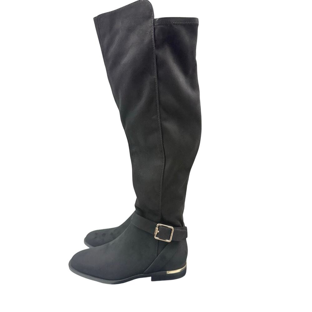 Nine West Andone 2 Womens Sz 7M‎ Wide Calf Black Faux Suede Over-The-Knee Boots
